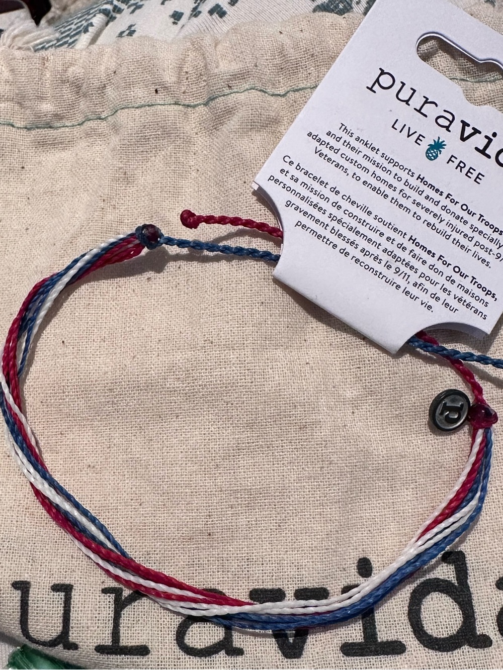 PURA VIDA Patriotic "Home For Our Troops" Anklet NEW Unisex RARE! - Picture 5 of 6